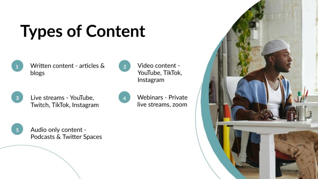 Types of Content creation content marketing