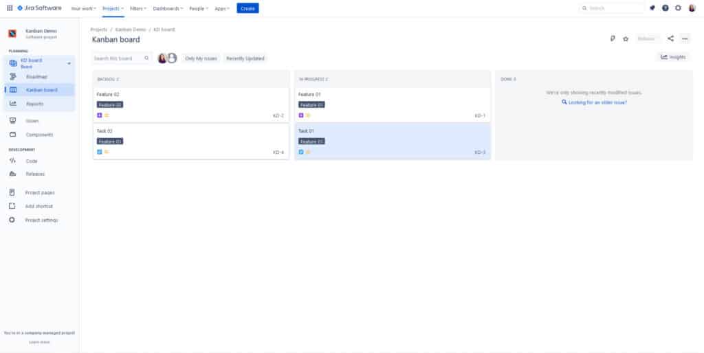 Moving Tasks in a Kanban Board