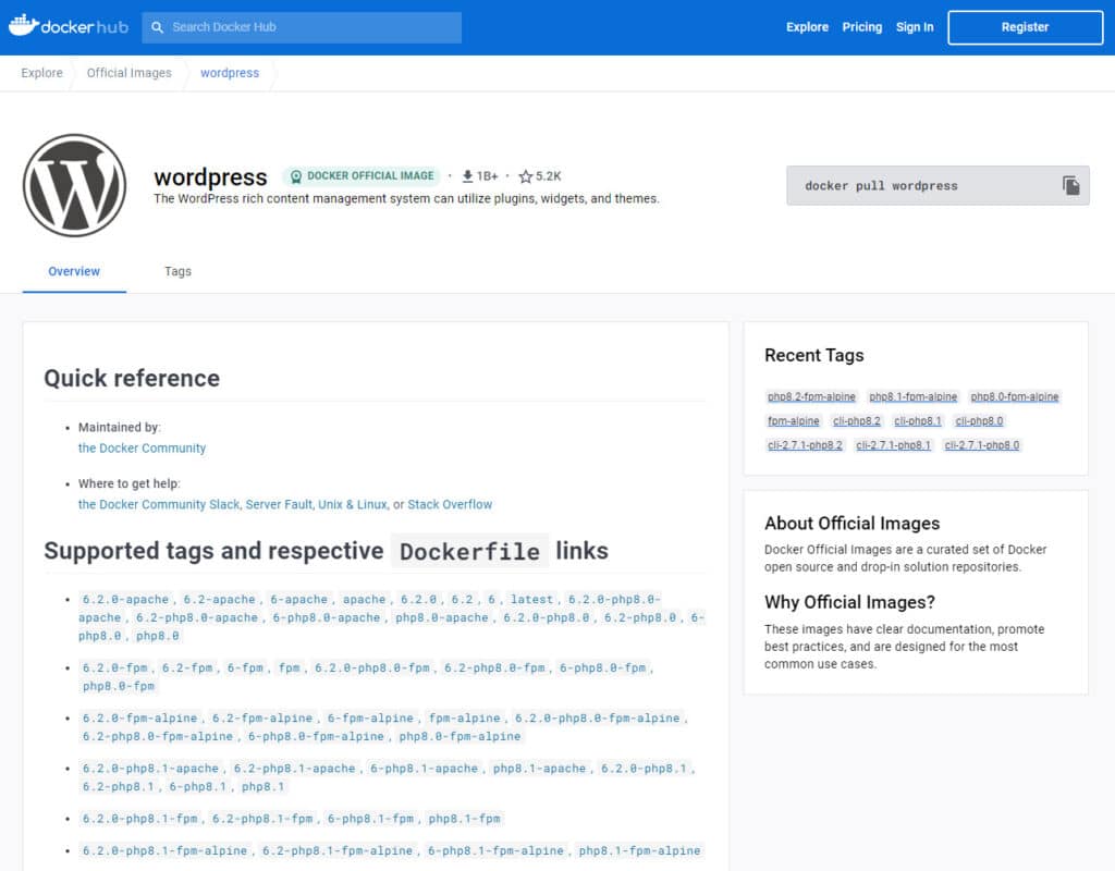 Official WordPress Docker Image